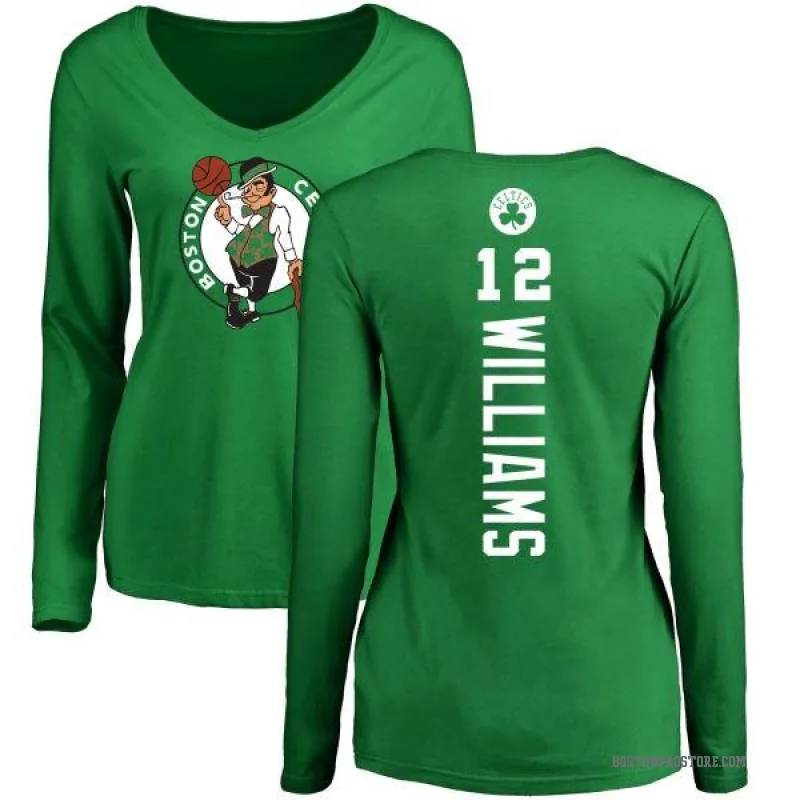 Grant Williams Women's Green Boston Celtics Kelly Backer V-Neck Long-Sleeve  T-Shirt - Celtics Store