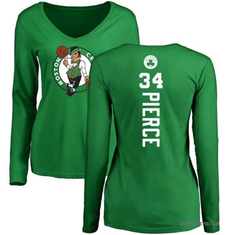 Paul Pierce Women s Green Boston Celtics Kelly Backer V Neck Long Sleeve T Shirt Celtics Store
